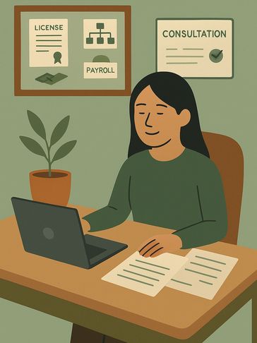 therapist working on desk