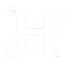 Stylized logo with letter H and atomic orbit design.