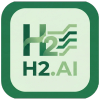 Logo of H2.AI with H2 and H2O elements.