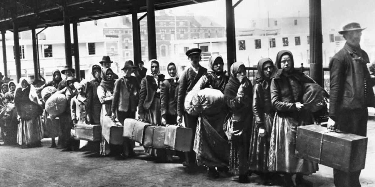 Italian immigrants entering Ellis Island