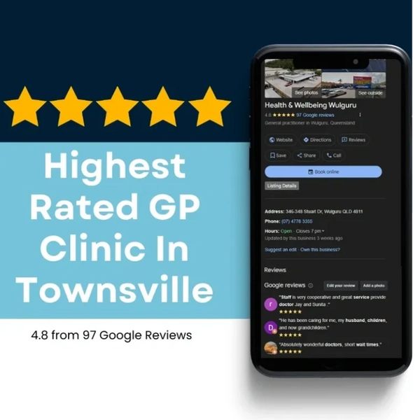 Highest rated GP Clinic in Townsville 4.8 from 97 Google reviews