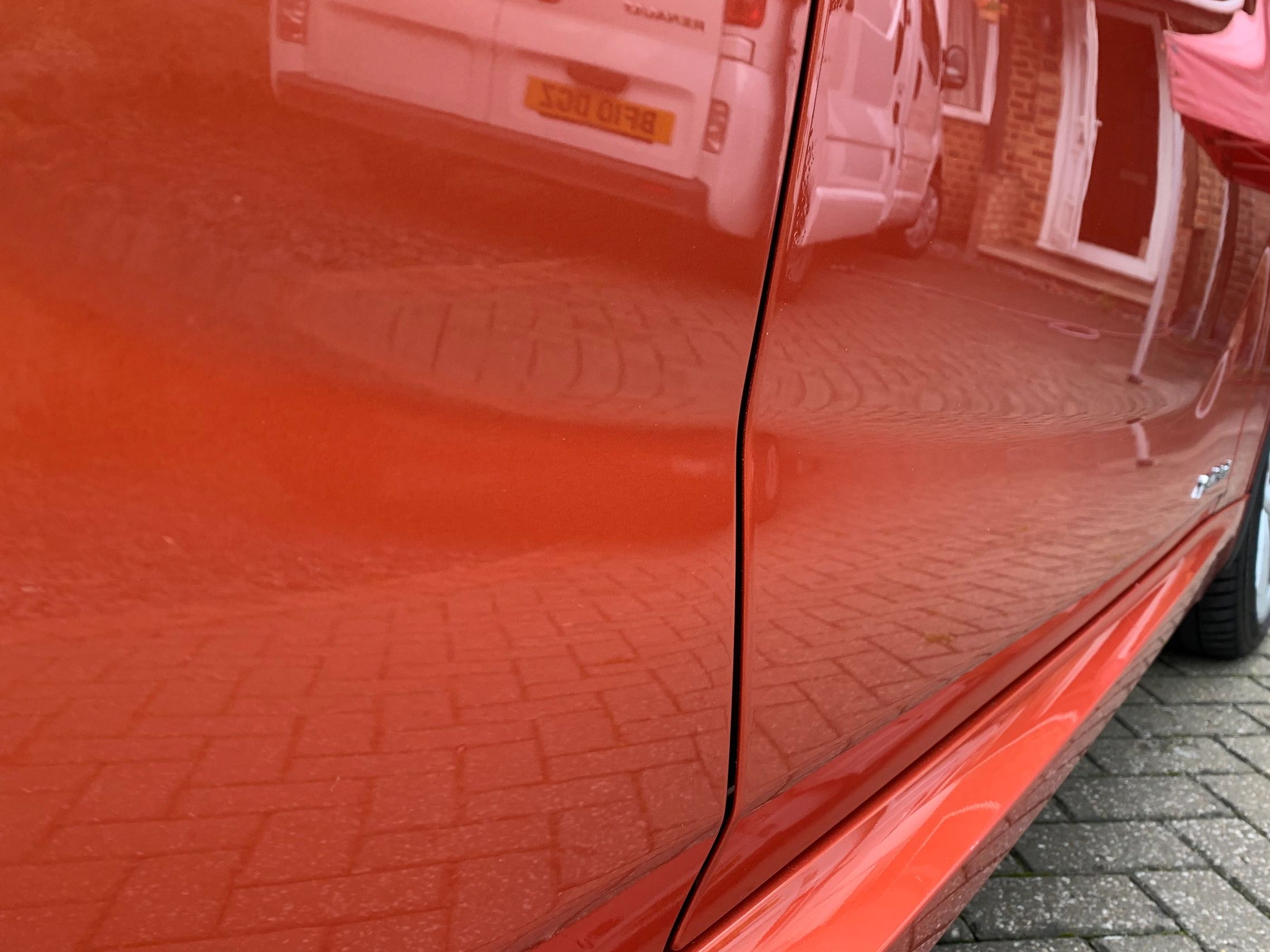 Close-up of car dent needing repair, Phoenix Smart Repairs Rugby Warwickshire