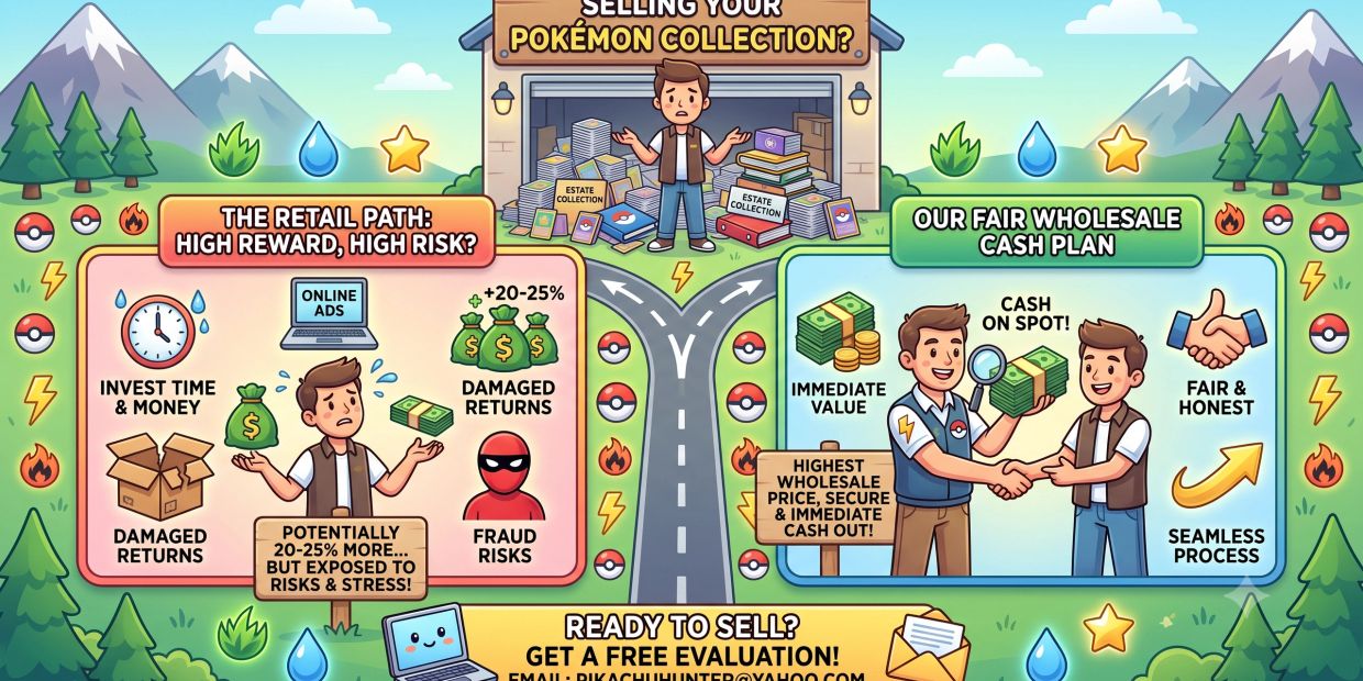 Comparison of retail vs wholesale selling for Pokemon collections.