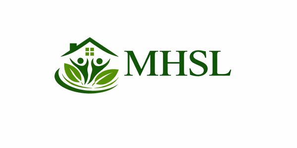 Green logo with a house and two figures representing community care beside MHSL text.