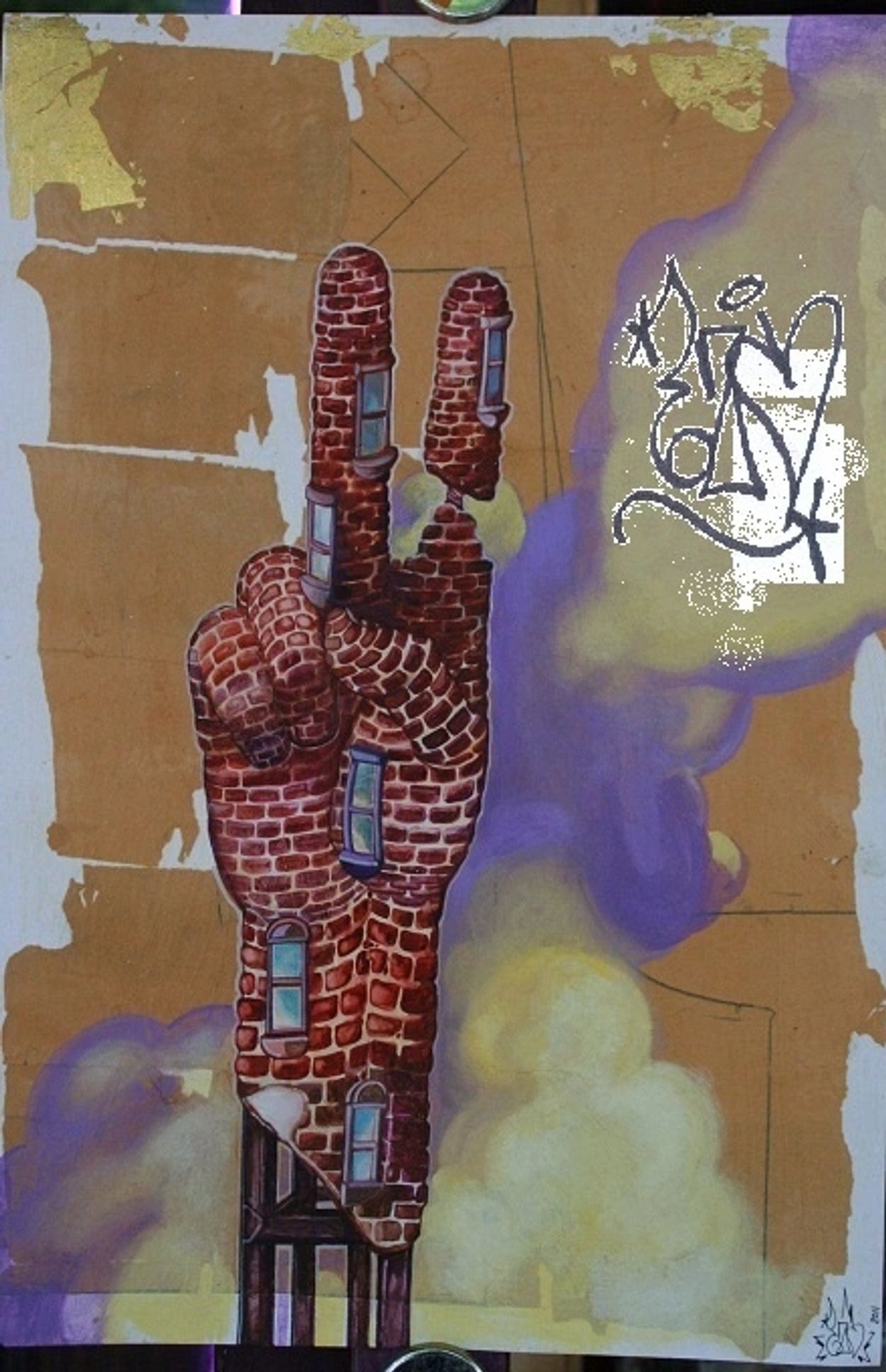  A 30 x 40  poster on glossy paper, hand signed and customized, The  Brick hand by Ezo Wippler.