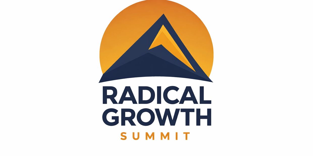 Logo for Radical Growth Summit with a mountain and sun design.