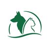 Stylized logo with a dog and cat silhouette in green.