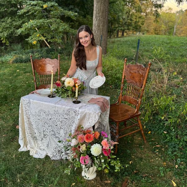 An intimate vintage inspired candlelight set up designed by Once Upon A Bloom. #lace #antique #brass