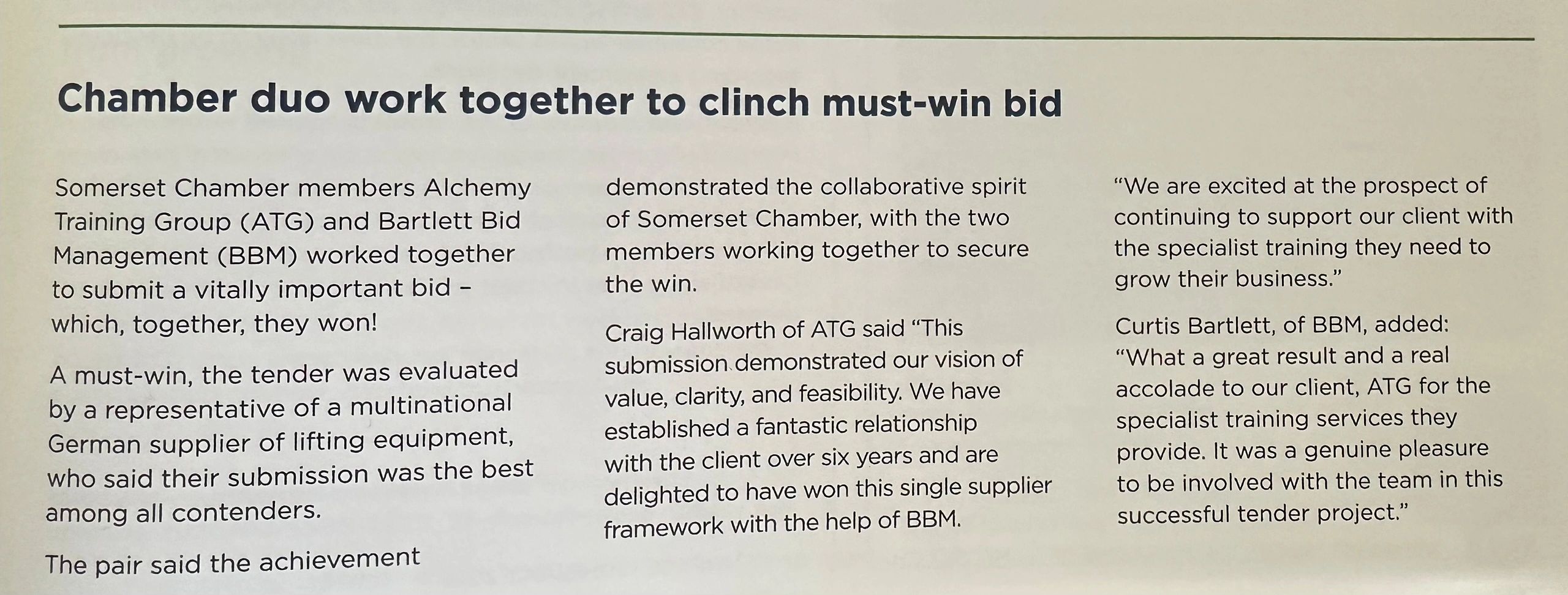 Press Release: Chamber duo work together to clinch must-win bid.