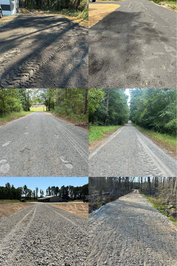 Asphalt millings, grading, dirt work, land management, land clearing, rock driveway, driveway repair