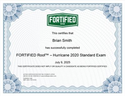 Beardman Roofing is Fortified Roofing trained in Florida for hurricanes. Insurance Discounts 