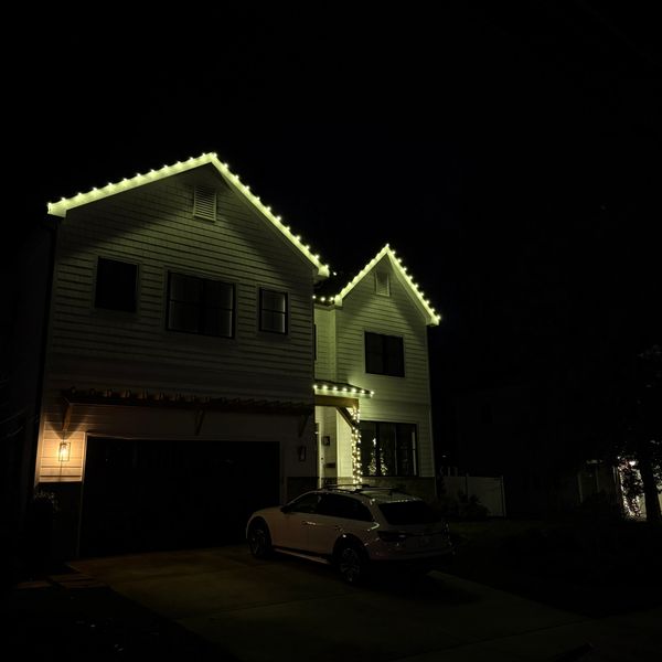 Holiday lighting on house