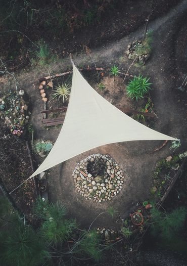 an outside meditation area at the lighthouse san pedro retreat