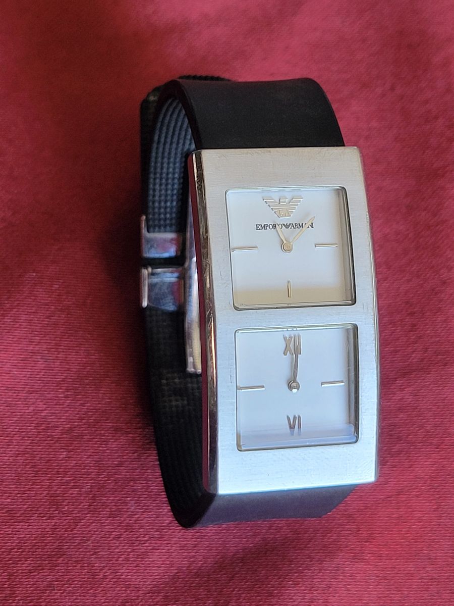 Emporio Armani Dual Time Zone Double Face Wristwatch - Not in working  condition