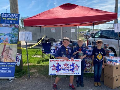 outdoor fundraising event selling popcorn for youth group