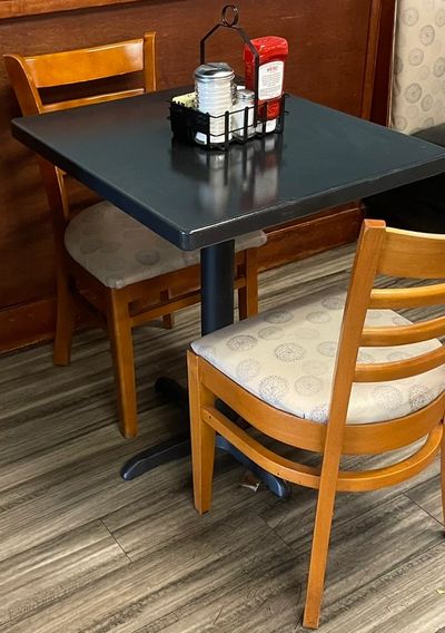 Dining table in a small restaurant