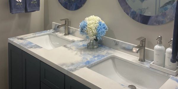 Bathroom vanity matching the shower surround - 2014