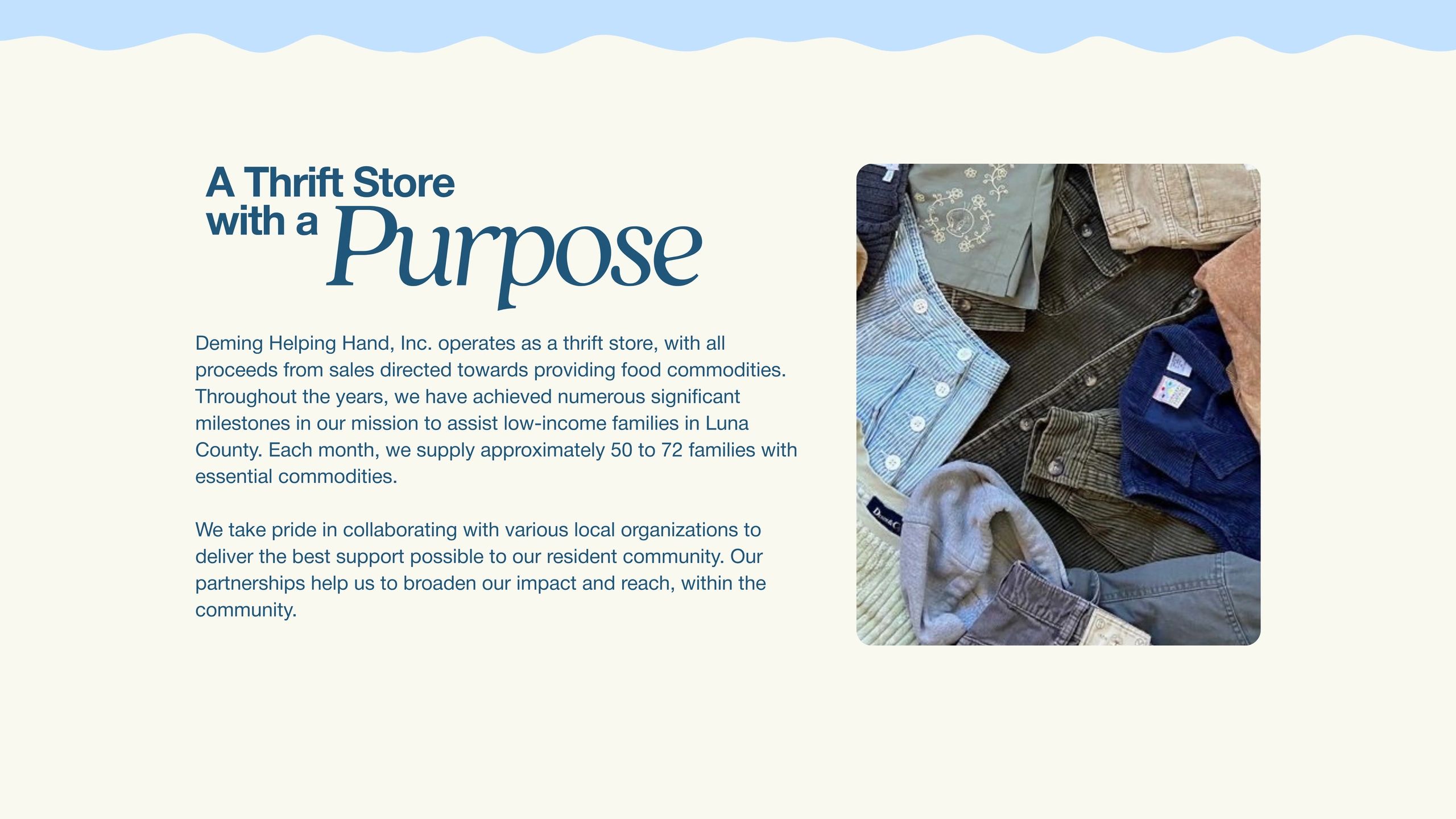 Promoting a thrift store with a mission to support local families.