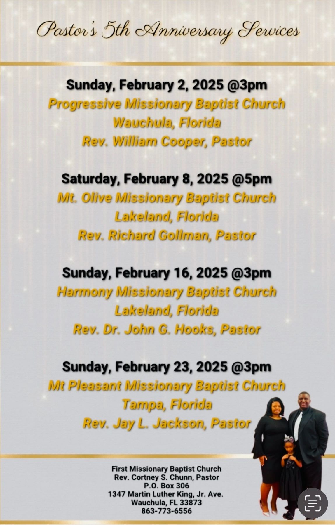 Join Us! For Our Pastor’s 5th Anniversary Services!! GOD Bless!! 