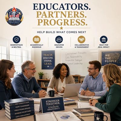 Group of educators collaborating in a professional setting.