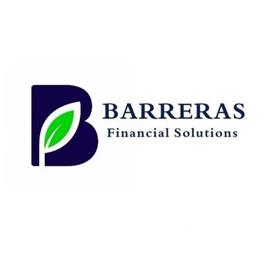 Logo of Barreras Financial Solutions with a green leaf inside a stylized B.