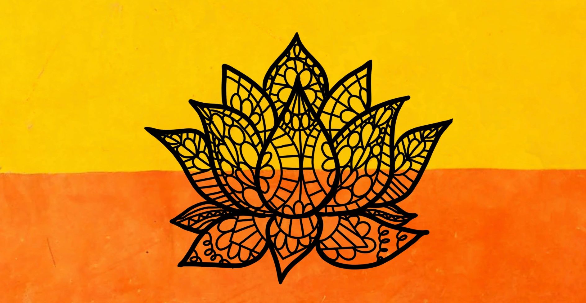 line drawing on yellow and orange background
