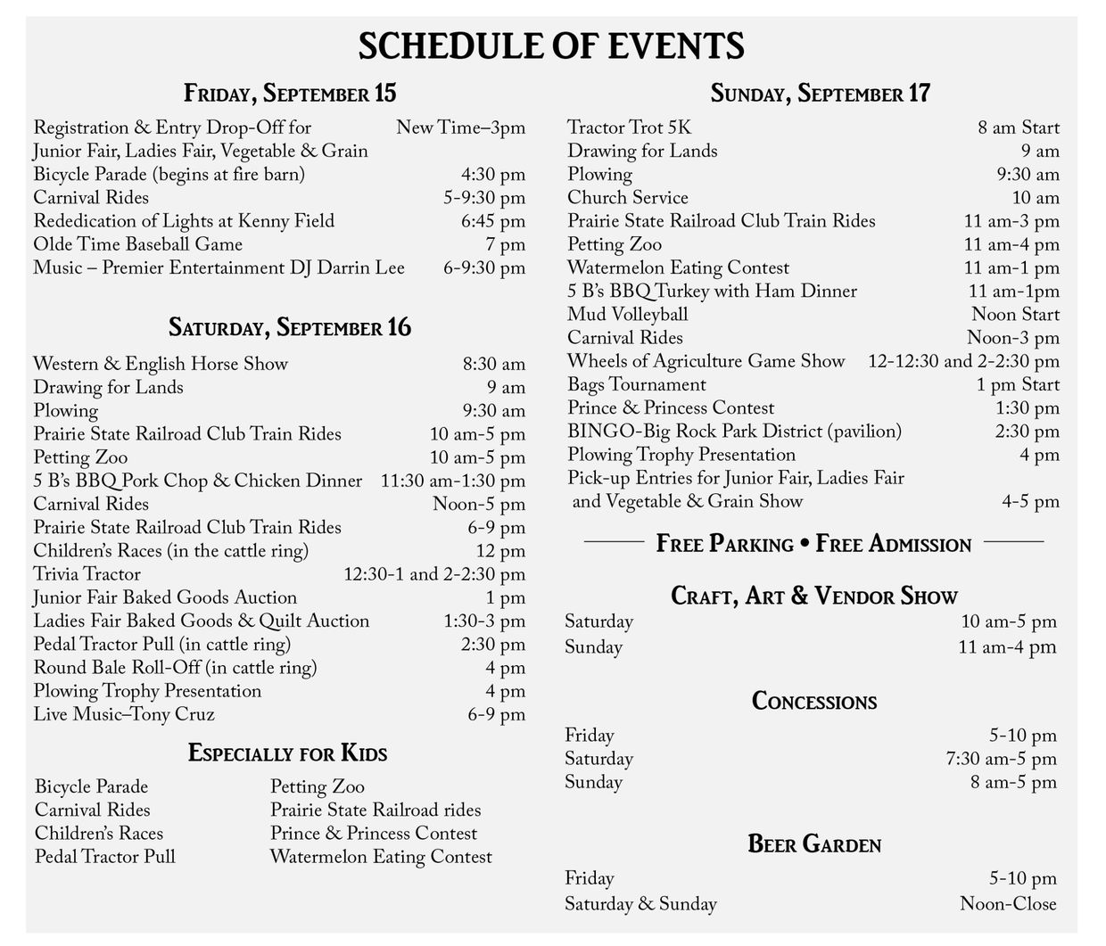 Festival Details/Schedule