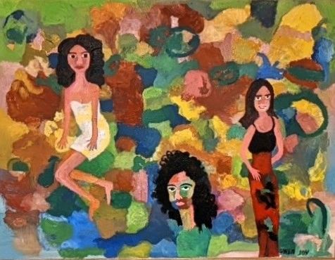 "July Hootananny Starring Pam Grier and Friends" 
2020  acrylic on canvas 48 x 40. $850. 