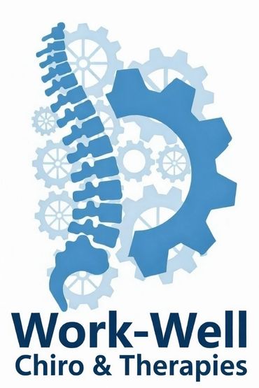 Logo featuring a spine and gears representing chiropractic and therapy services.
