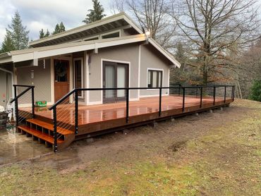 powder coated black aluminum cable deck railing.