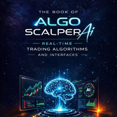 Cover of a book titled 'Algo Scalper AI' about real-time trading algorithms.
