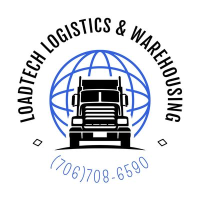Logo of LoadTech Logistics &amp; Warehousing with truck and globe.