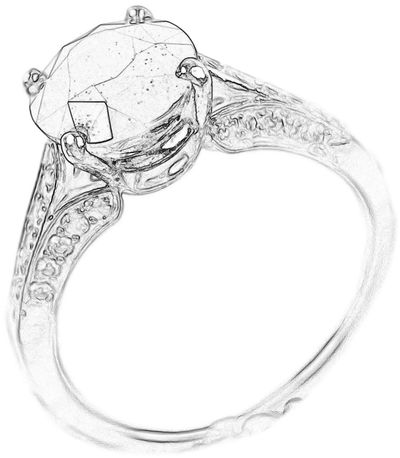 Line art of a solitaire engagement ring