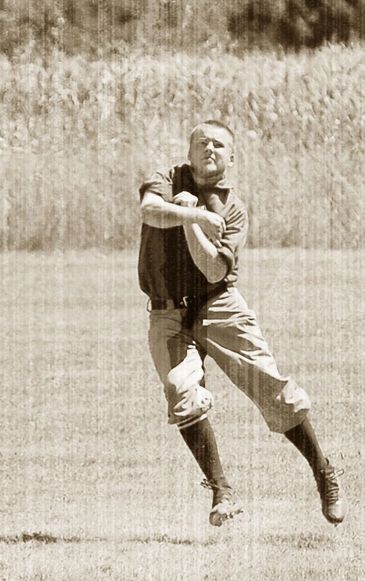 Chris "Fred" Keller makes the throw from second.