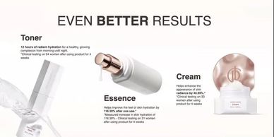 Skincare products showcasing toner, essence, and cream for better skin hydration and radiance.