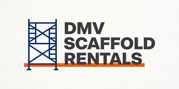 The logo features the name DMV SCAFFOLD RENTALS in a modern, sans serif, all-caps font.