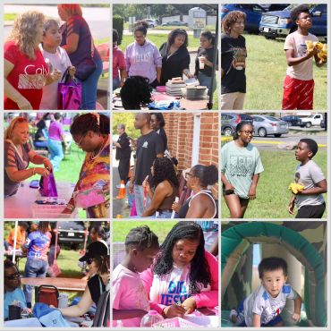 Community event with diverse people enjoying activities outdoors.
