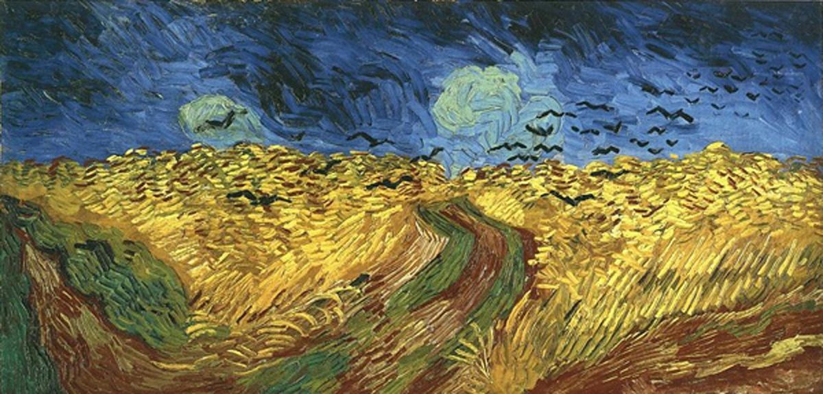 van gogh wheat fields with crows