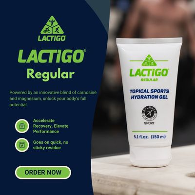 LactiGo Carnosine Gel 150 mL topical muscle recovery gel for faster recovery.