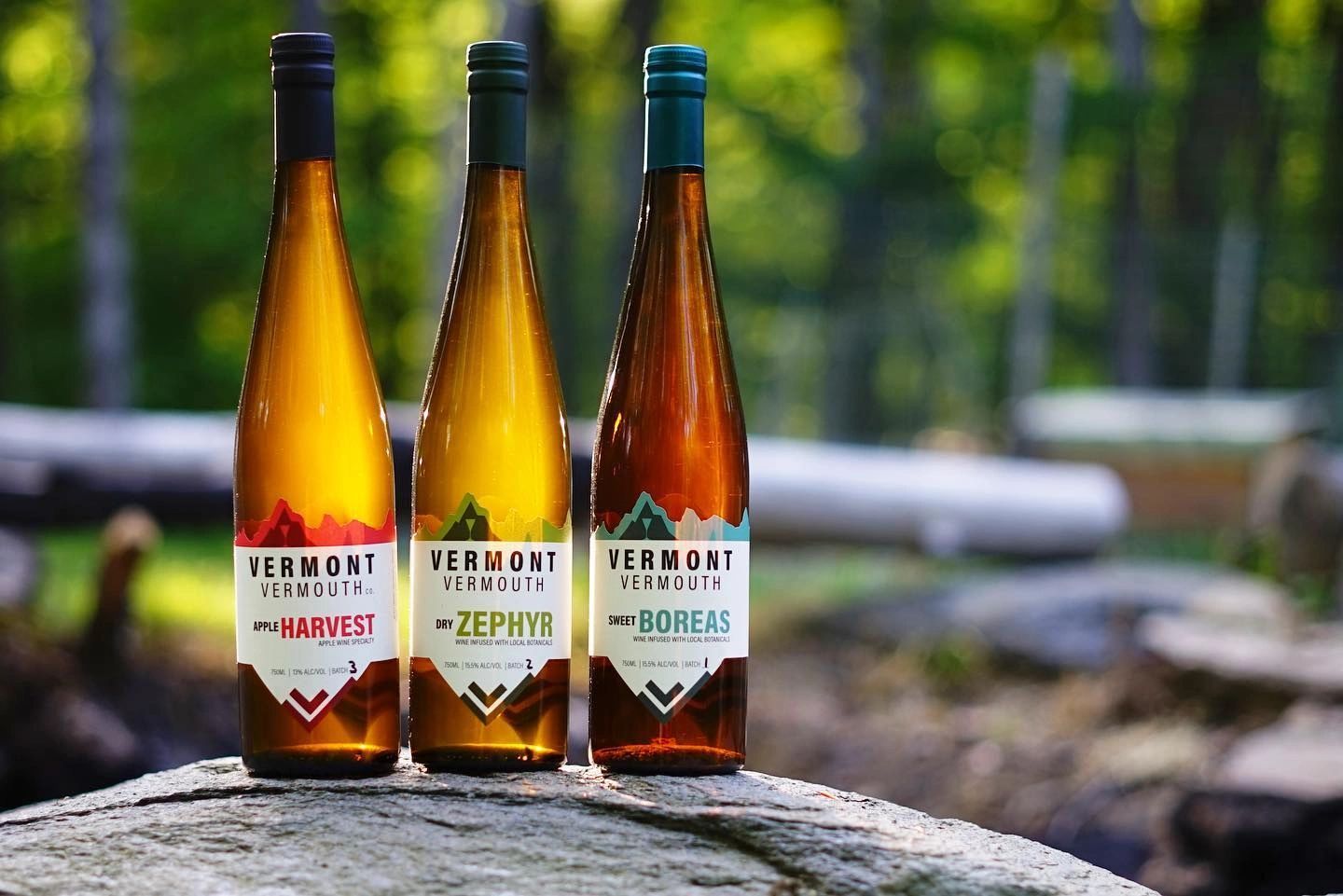 Three bottles of Vermont Vermouth