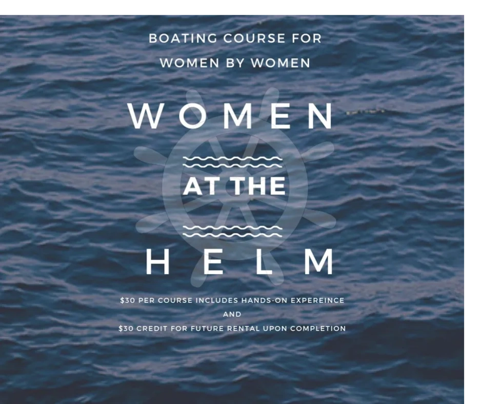 Women at the Helm image. Boating course for women by women.