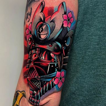 Neotraditional color darth vader tattoo