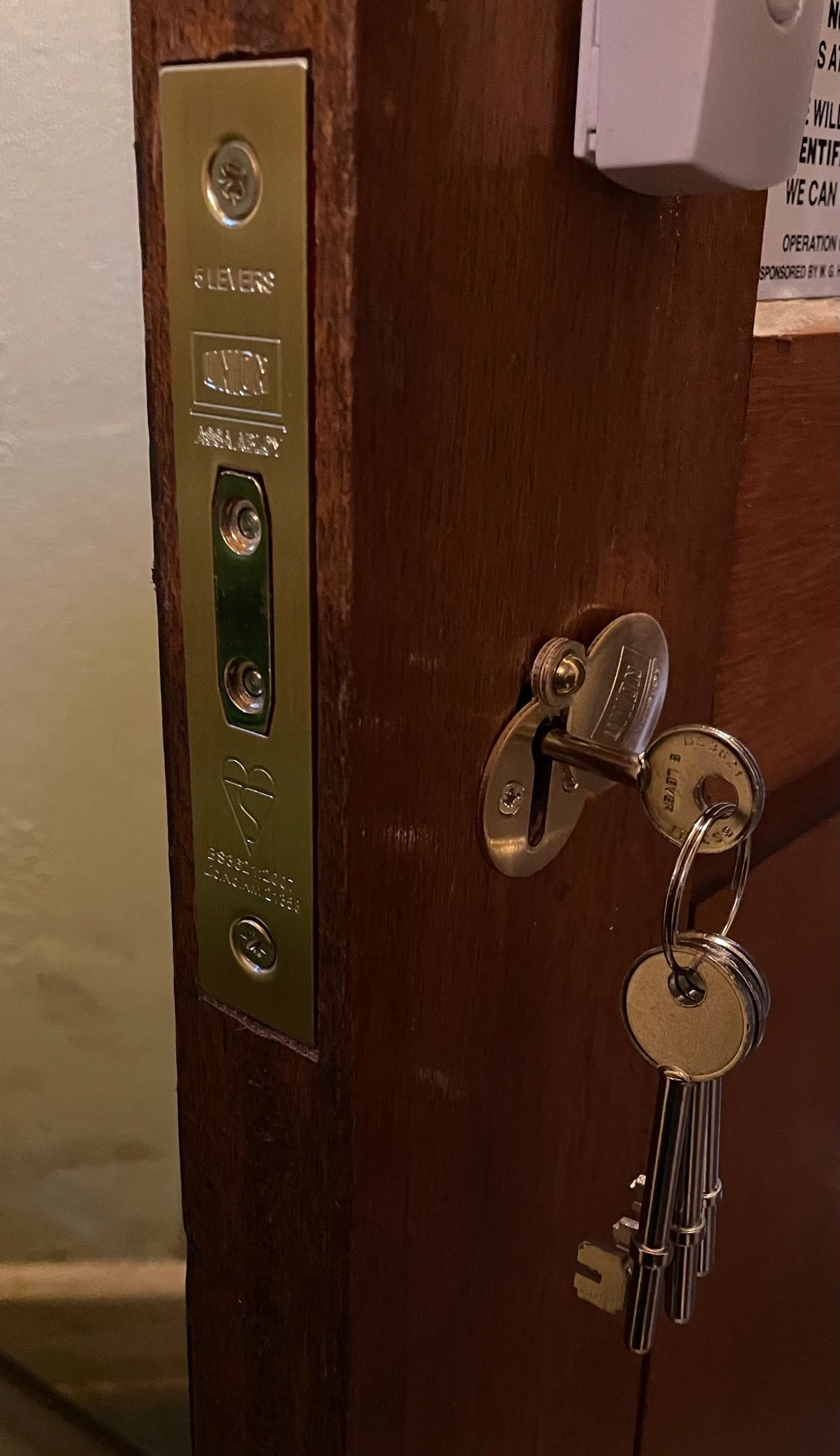 Mortice Deadbolt added to door for extra security 