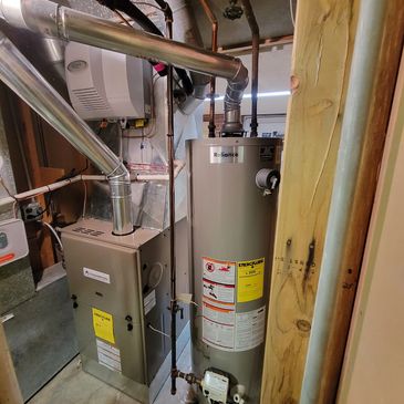 furnace in a basement