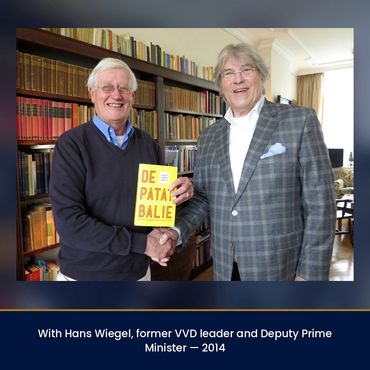 Hans Izaak Kriek with Hans Wiegel, former VVD leader and Deputy Prime Minister, 2014