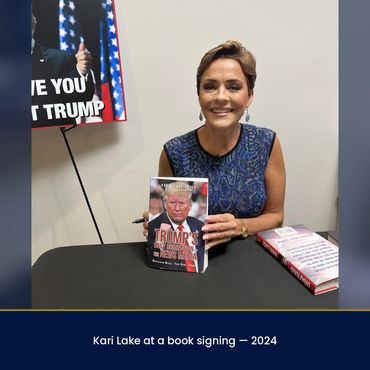 Kari Lake at a book signing with Trump's Daily Domination of the News Media by Hans Izaak Kriek, 202