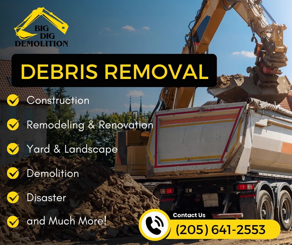 Construction debris removal in Birmingham, Chelsea, AL.