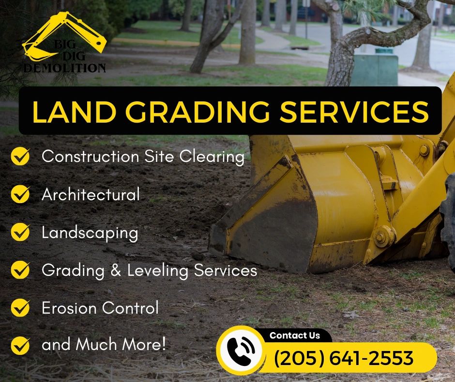 Land grading services in a residential area in Birmingham, AL.