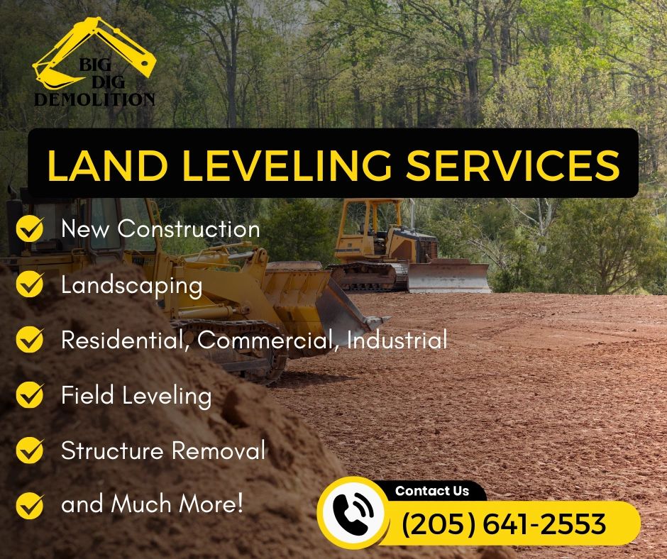 Land leveling services offered throughout Birmingham, Chelsea, Alabama.