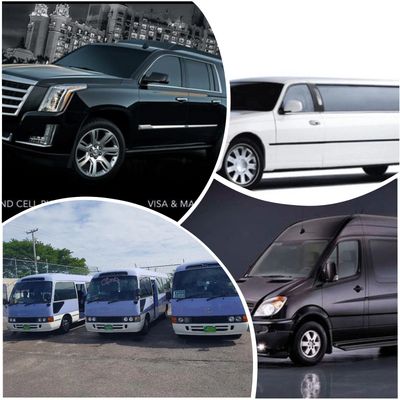 a group of limos parked in a parking lot